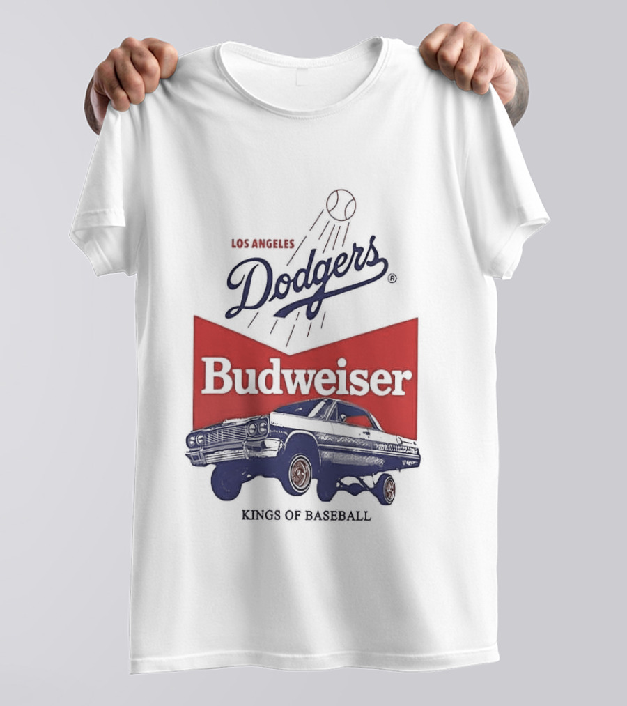 Los Angeles Dodgers Budweiser Kings Of Baseball Retro Car T-Shirt
