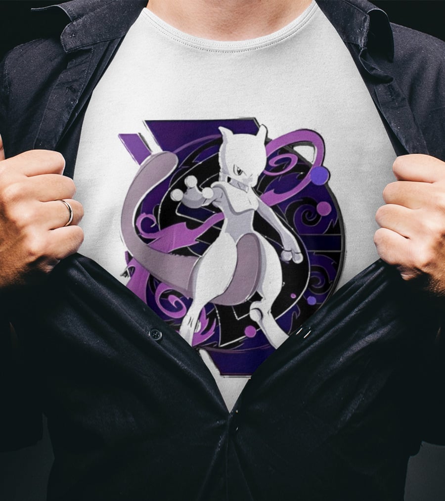 Pokemon Mewtwo Psychic Power Strike Dynamic Pose T-Shirt