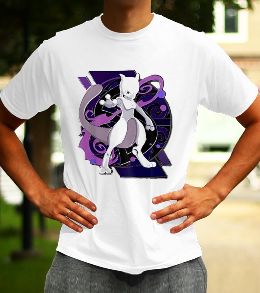 Pokemon Mewtwo Psychic Power Strike Dynamic Pose T-Shirt