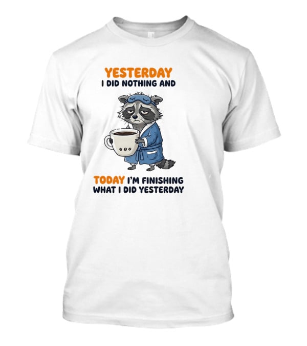 Yesterday I Did Nothing And Today Raccoon Finishing What I Did Yesterday T-Shirt
