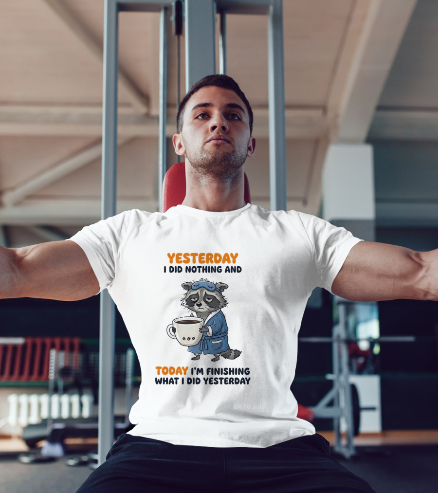 Yesterday I Did Nothing And Today Raccoon Finishing What I Did Yesterday T-Shirt