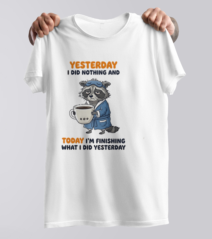 Yesterday I Did Nothing And Today Raccoon Finishing What I Did Yesterday T-Shirt