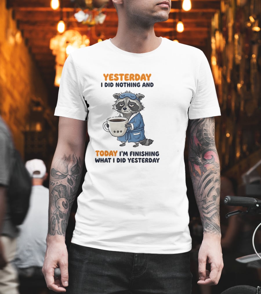 Yesterday I Did Nothing And Today Raccoon Finishing What I Did Yesterday T-Shirt