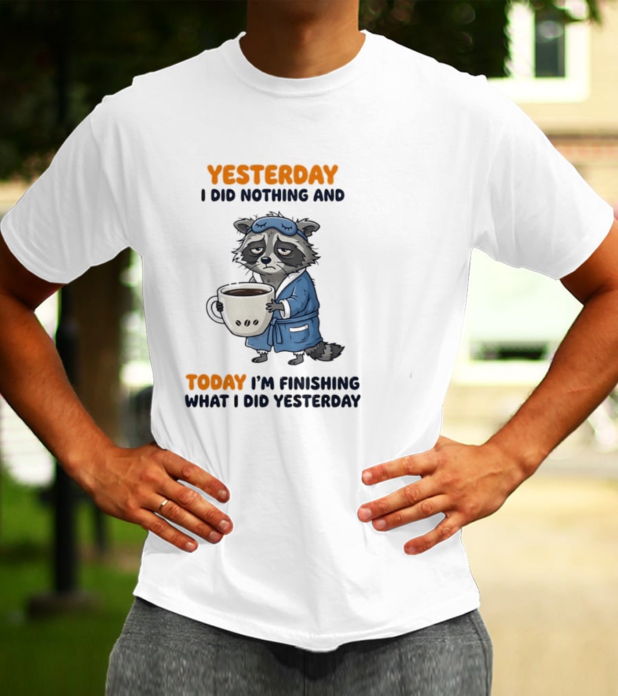Yesterday I Did Nothing And Today Raccoon Finishing What I Did Yesterday T-Shirt