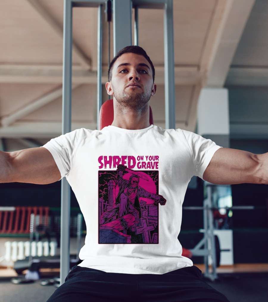 Shred On Your Grave Halloween Skateboarding Tombstones Horror T-Shirt