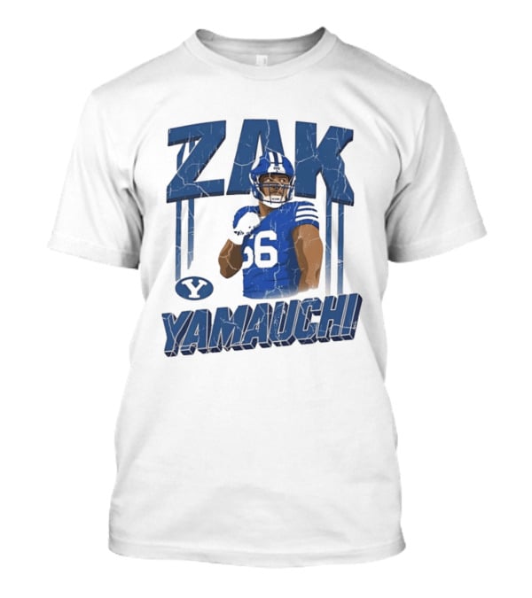 Zak Yamauchi Football Number 66 Blue And Green T-Shirt