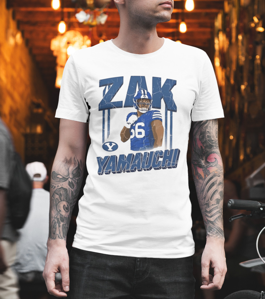 Zak Yamauchi Football Number 66 Blue And Green T-Shirt