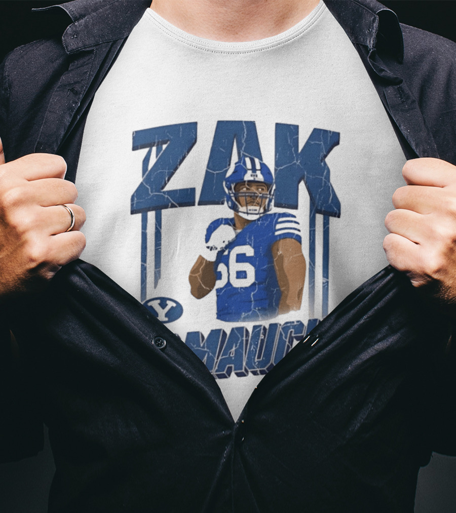 Zak Yamauchi Football Number 66 Blue And Green T-Shirt