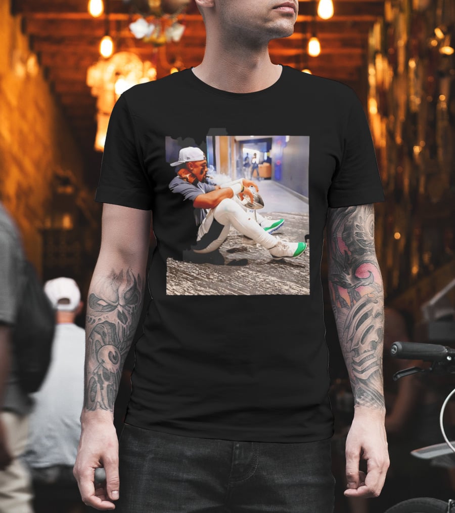 Jalen Hurts Philadelphia Eagles Smoking Trophy Cigar Celebratory Moment T-Shirt