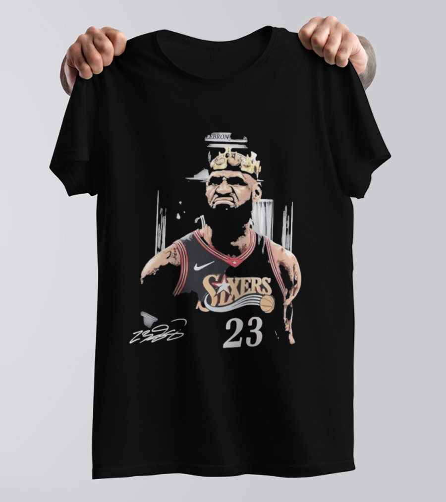 Philadelphia 76ers LeBron James Crown 23 Signature Basketball T-Shirt