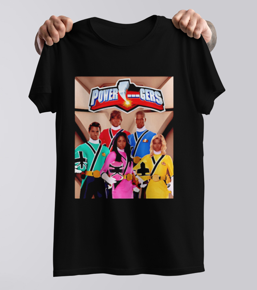 Power Rangers Samurai Team Red Green Pink Yellow Blue Characters T-Shirt