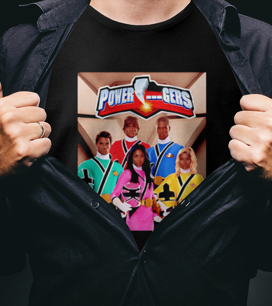 Power Rangers Samurai Team Red Green Pink Yellow Blue Characters T-Shirt