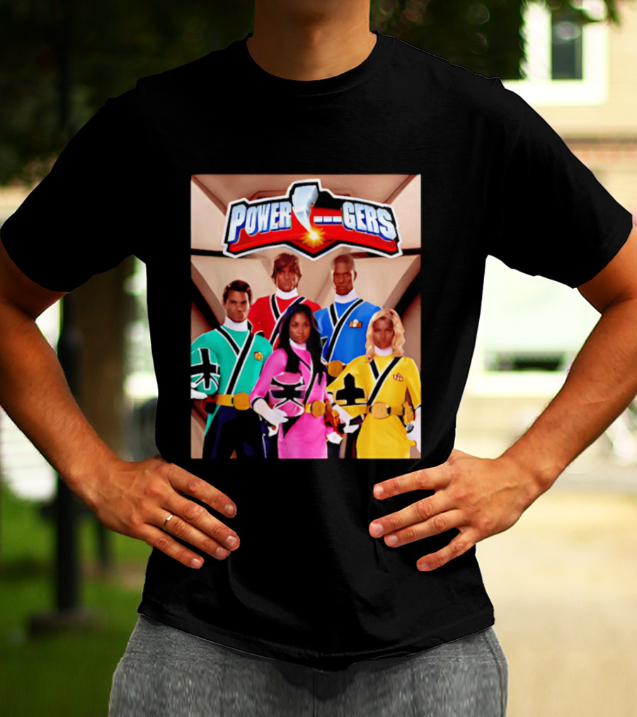 Power Rangers Samurai Team Red Green Pink Yellow Blue Characters T-Shirt