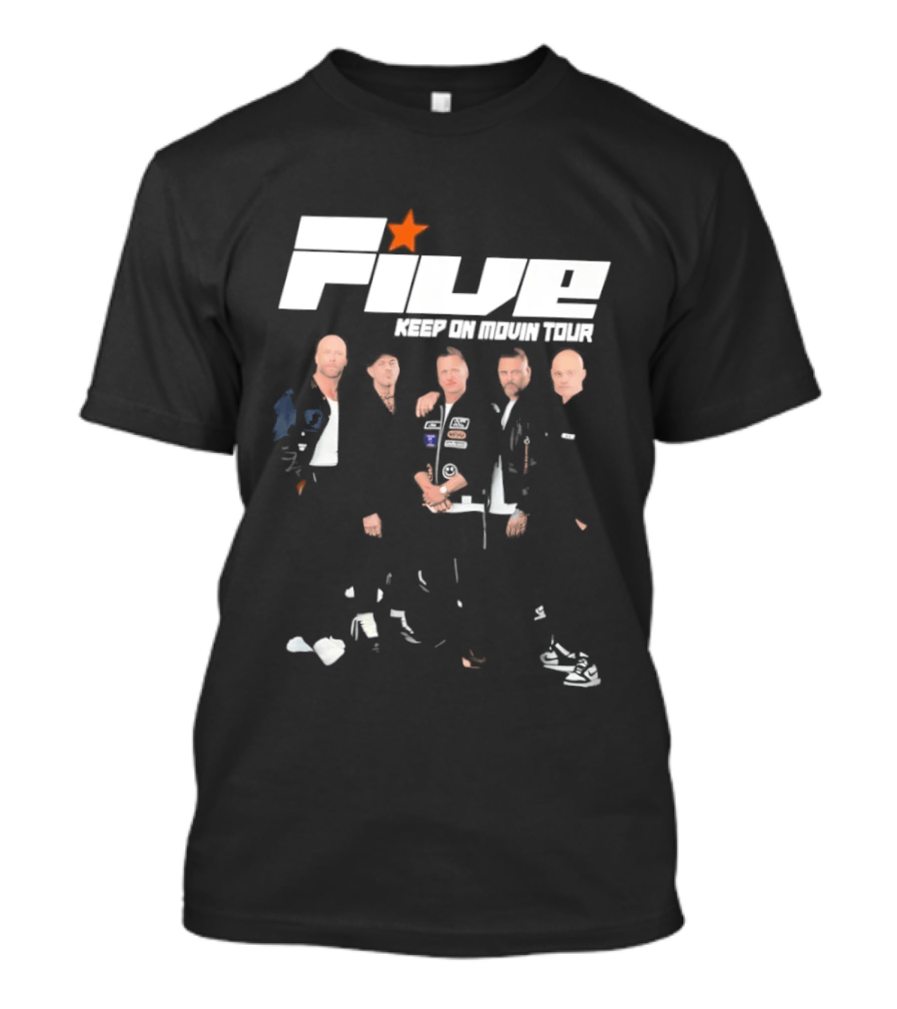 Five Keep On Movin Tour 90s Boyband Nostalgia Star T-Shirt
