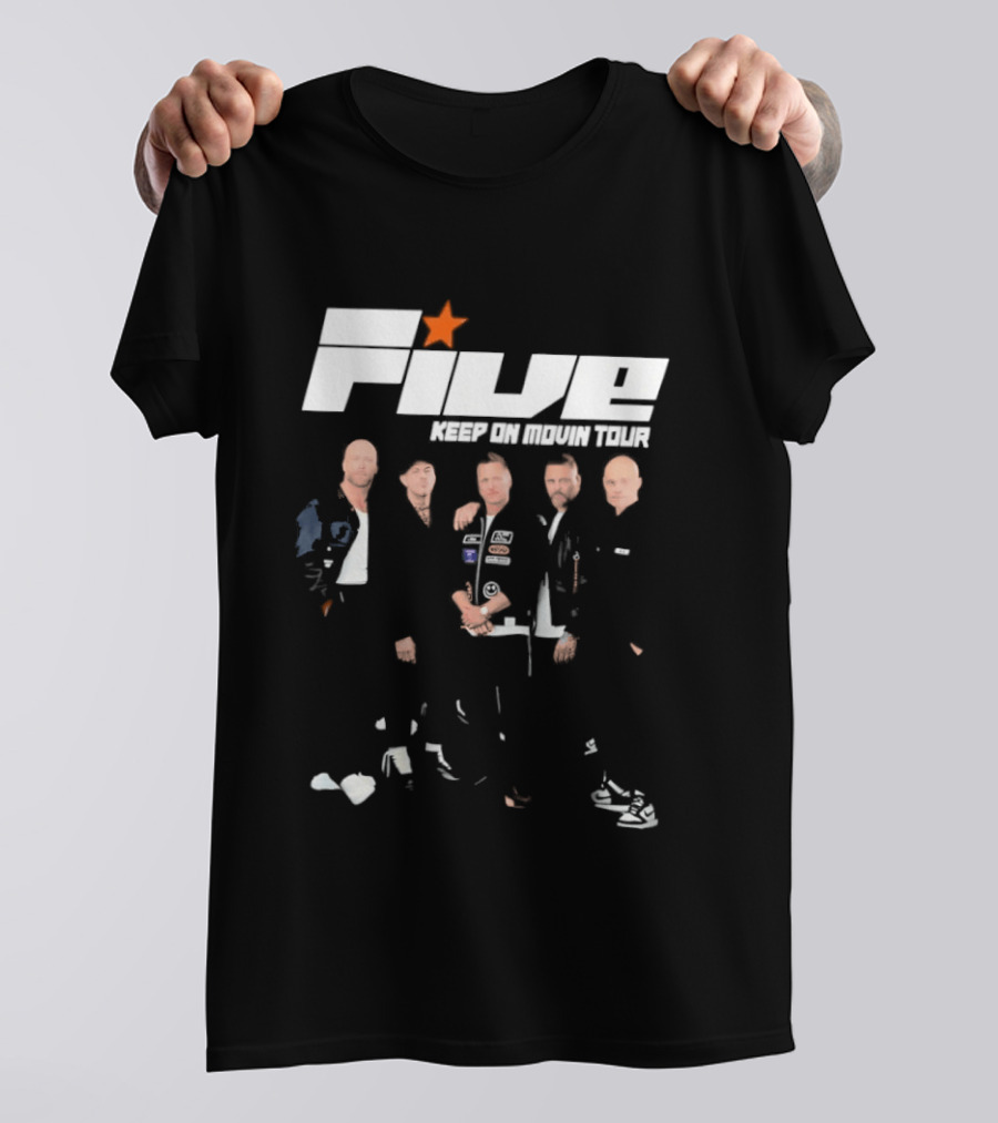 Five Keep On Movin Tour 90s Boyband Nostalgia Star T-Shirt