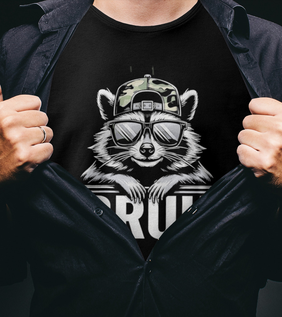 Raccoon With Camo Hat And Sunglasses Bruh T-Shirt