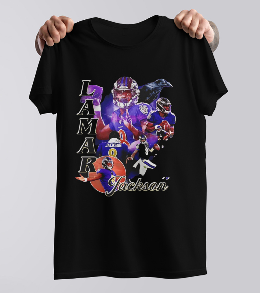 Lamar Jackson Baltimore Ravens Football Collage T-Shirt