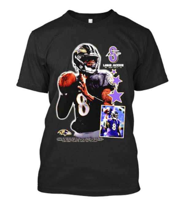 Lamar Jackson Baltimore Ravens No 8 MVP Stars Iconic Football Legend T-Shirt