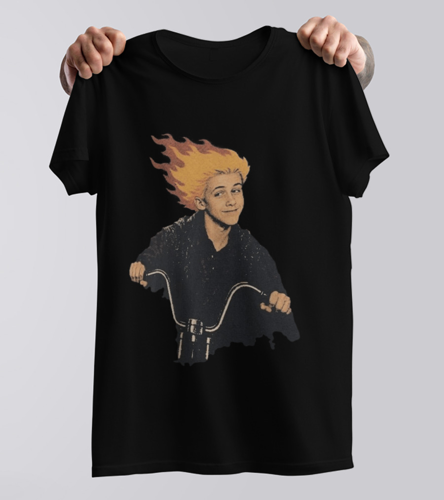 Ghost Rider Comic Style Motorcycle Flame Rider T-Shirt