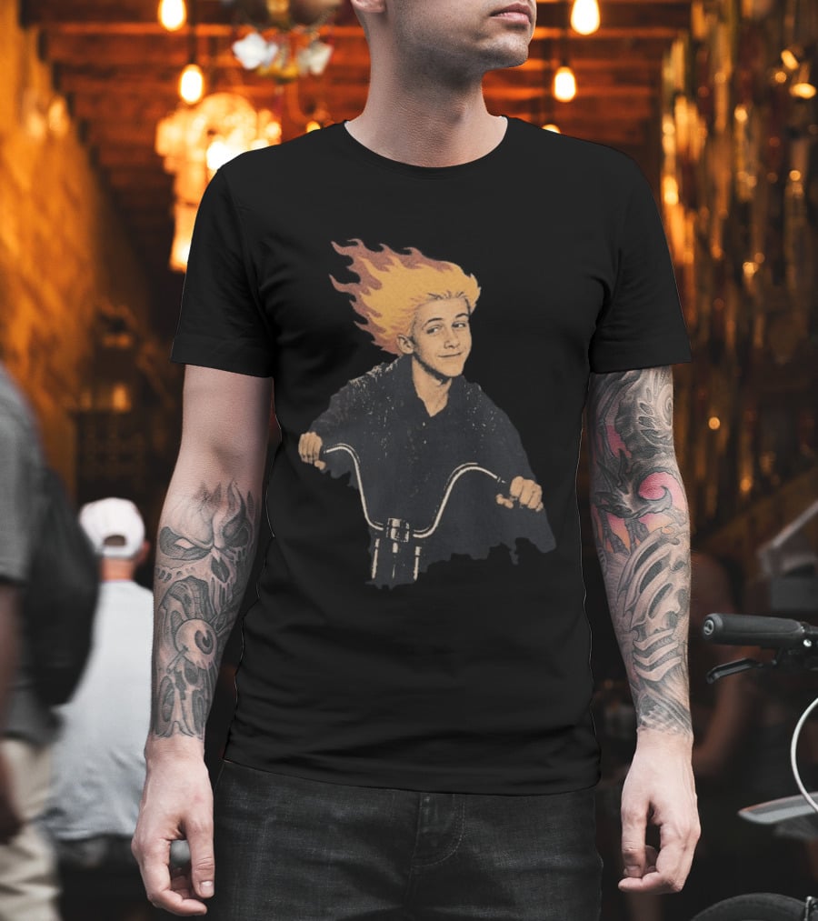 Ghost Rider Comic Style Motorcycle Flame Rider T-Shirt