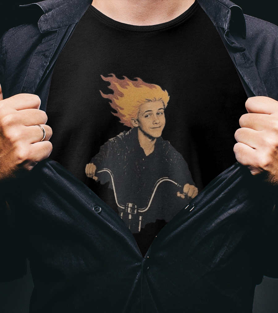 Ghost Rider Comic Style Motorcycle Flame Rider T-Shirt