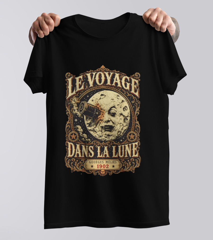 Le Voyage Dans La Lune Georges Méliès 1902 Vintage Space Adventure Moon Face T-Shirt