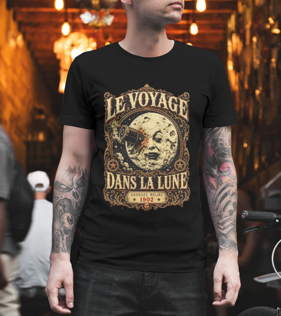 Le Voyage Dans La Lune Georges Méliès 1902 Vintage Space Adventure Moon Face T-Shirt