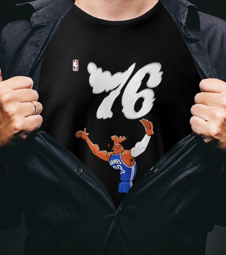 LeBron James 23 Cartoon 76 Philadelphia NBA Jersey Basketball T-Shirt