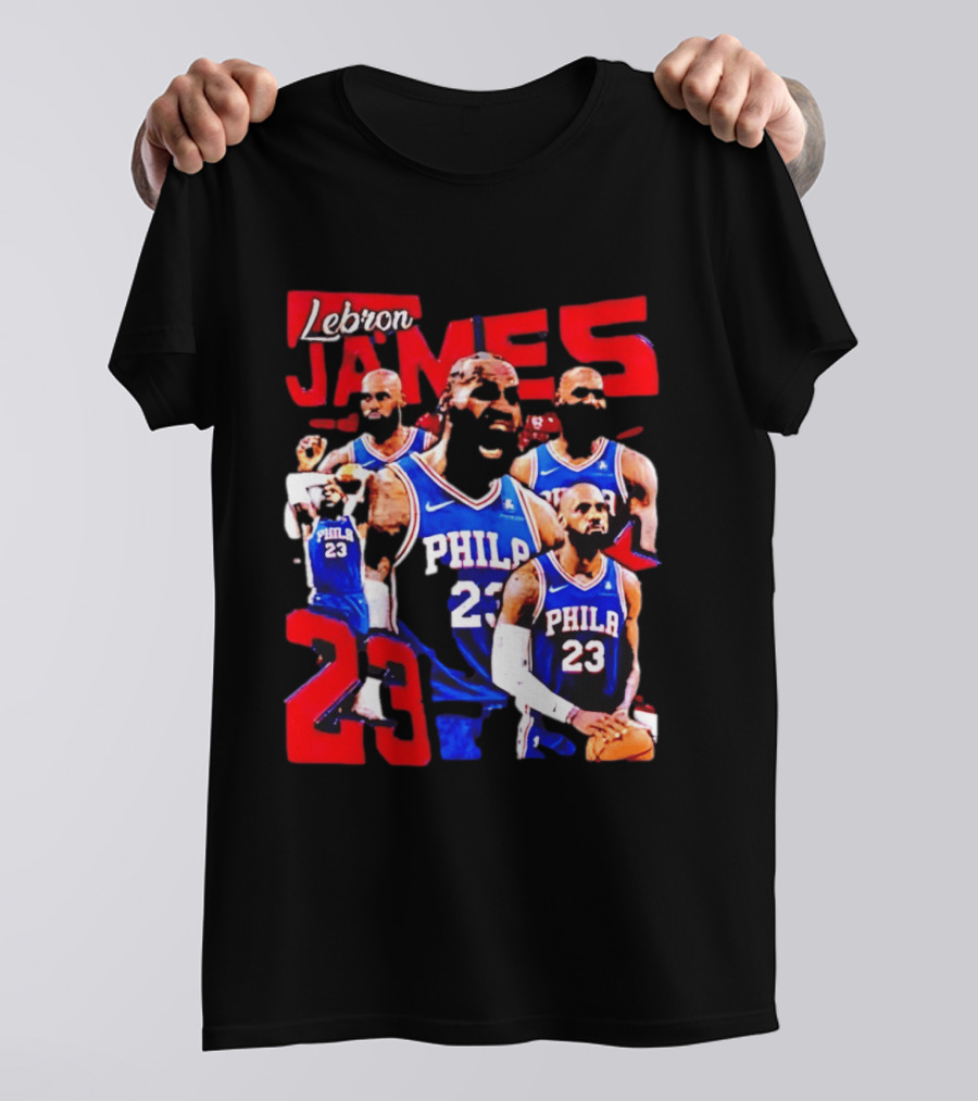 LeBron James No 23 Philadelphia 76ers Collage Legends T-Shirt