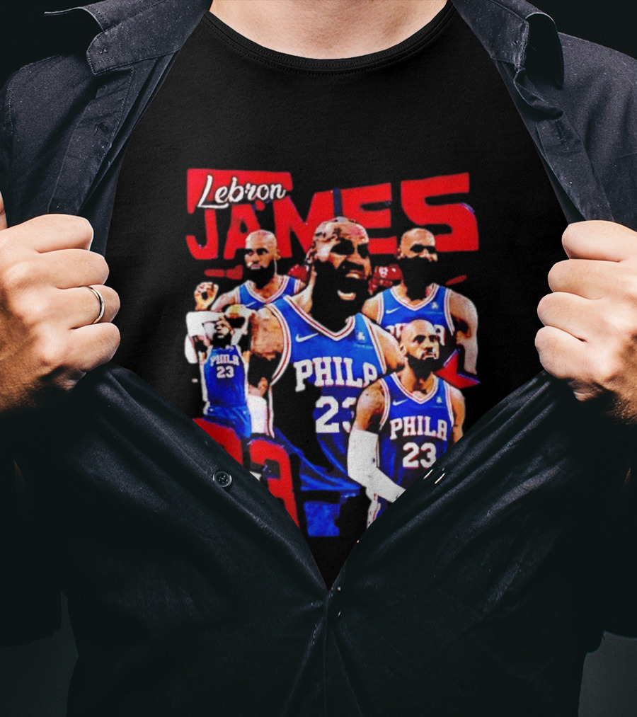 LeBron James No 23 Philadelphia 76ers Collage Legends T-Shirt