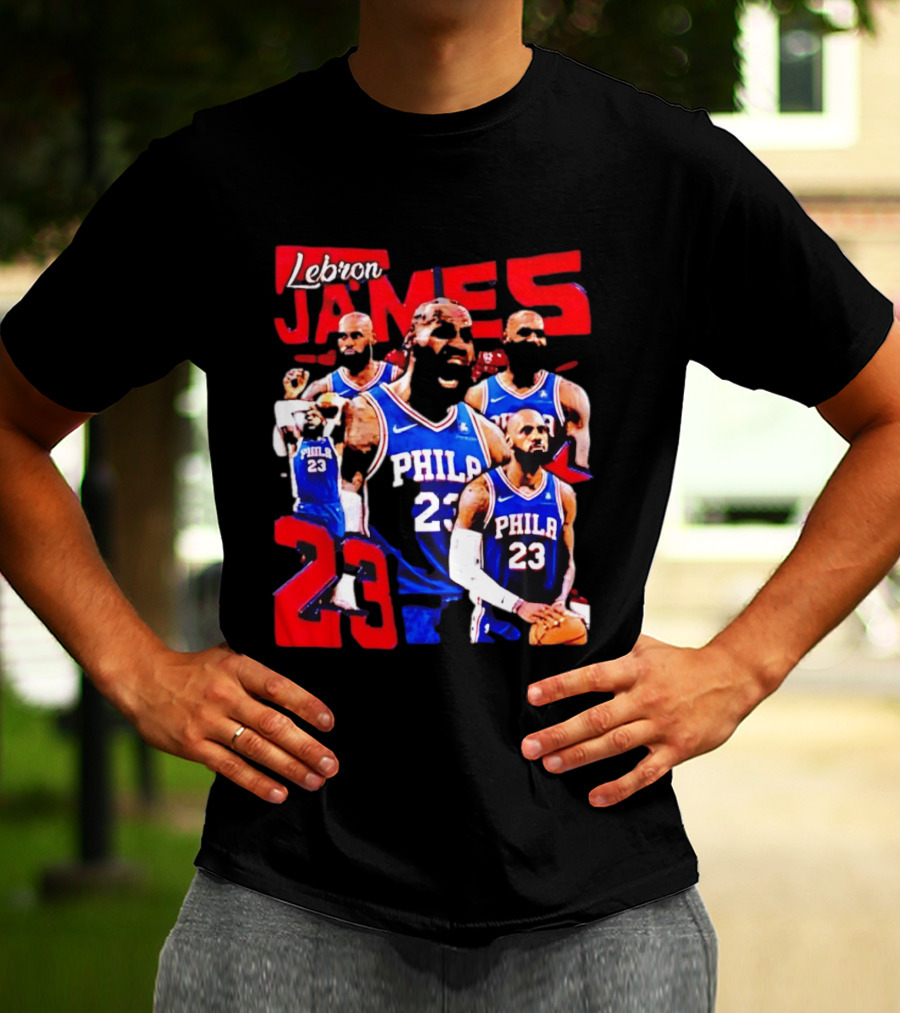 LeBron James No 23 Philadelphia 76ers Collage Legends T-Shirt