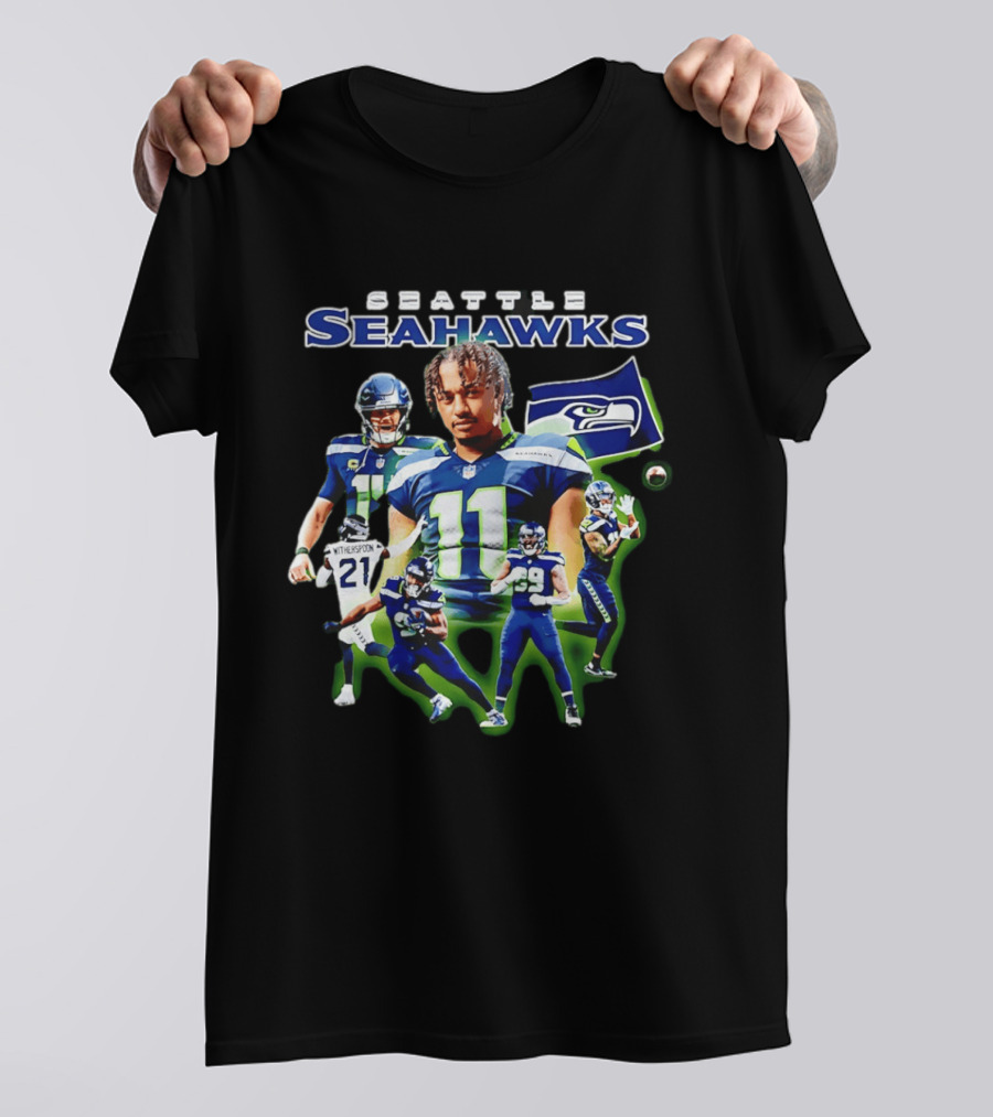 Seattle Seahawks Witherspoon 21 14 11 99 Player Collage T-Shirt