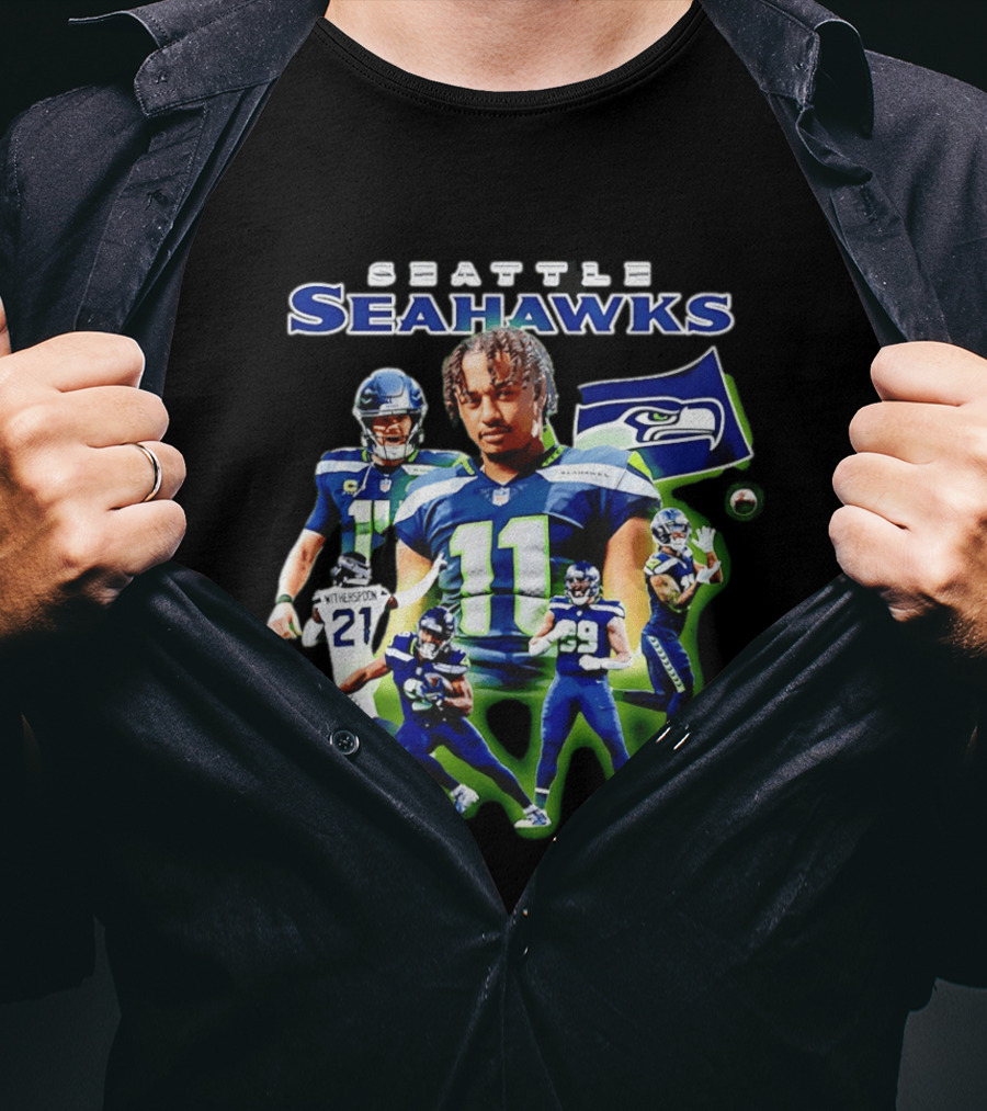 Seattle Seahawks Witherspoon 21 14 11 99 Player Collage T-Shirt