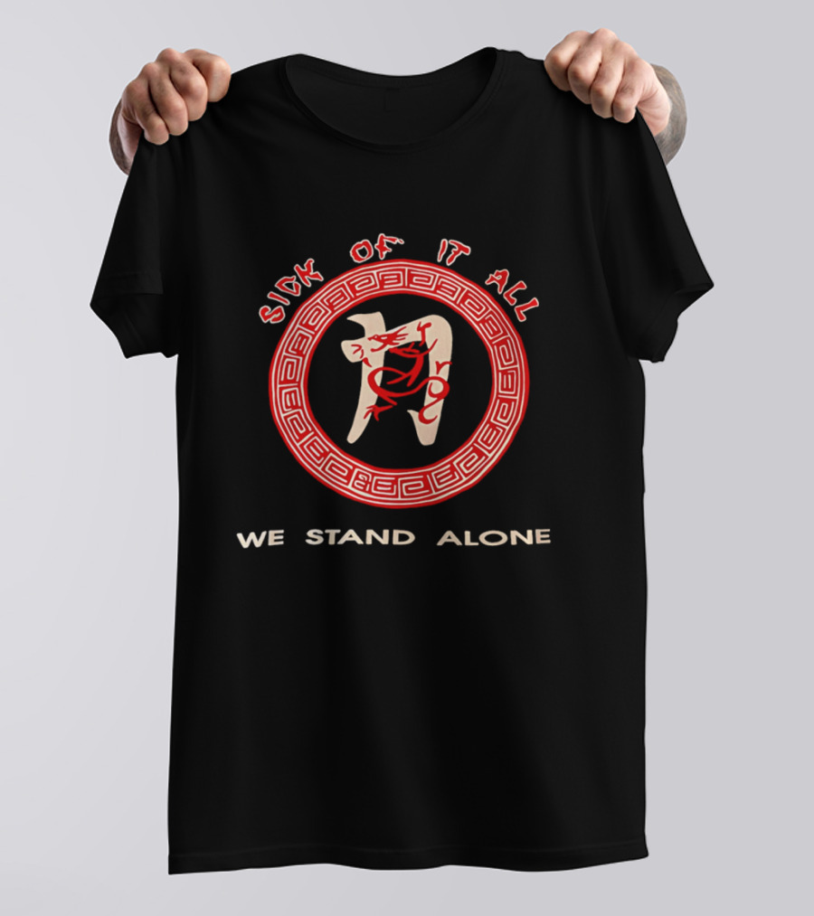 Sick Of It All We Stand Alone Dragon Red Circle T-Shirt