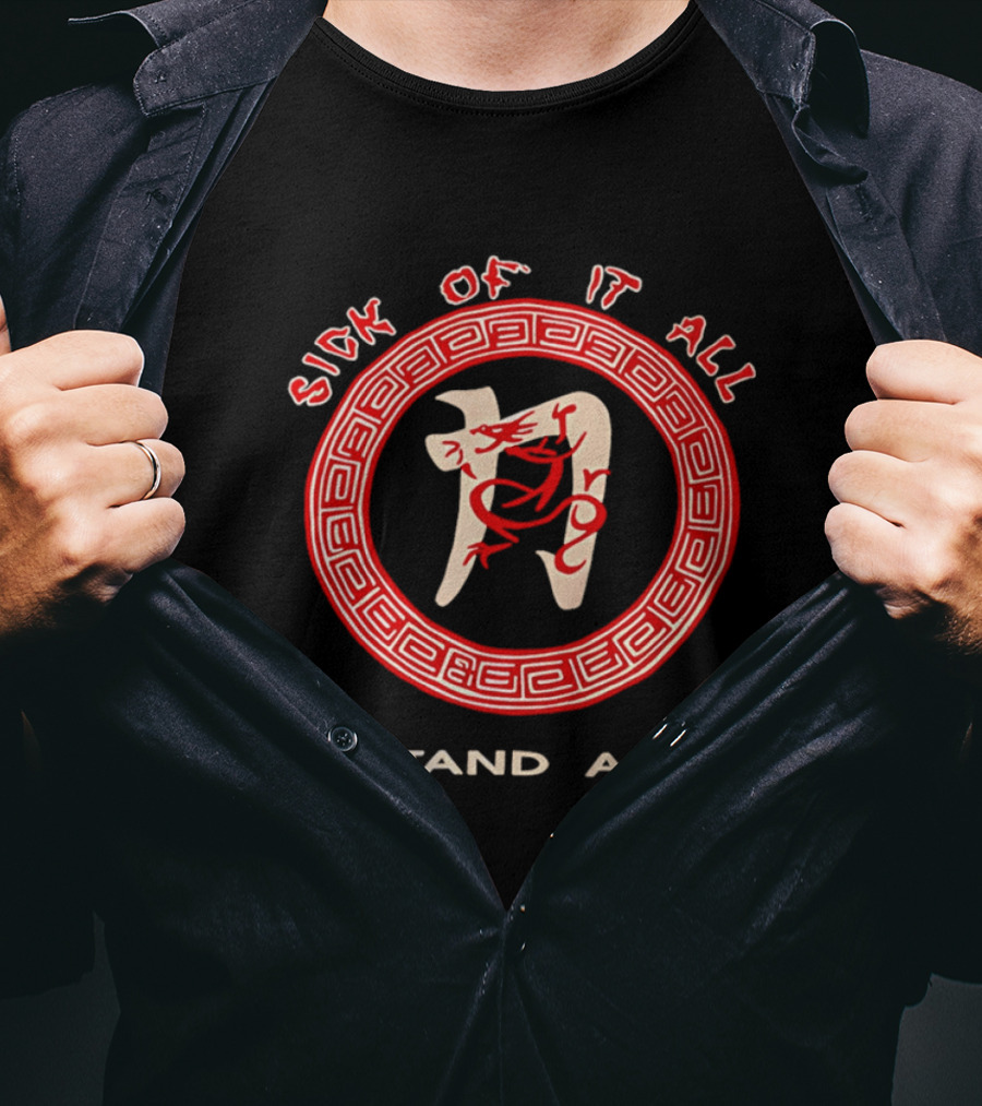 Sick Of It All We Stand Alone Dragon Red Circle T-Shirt
