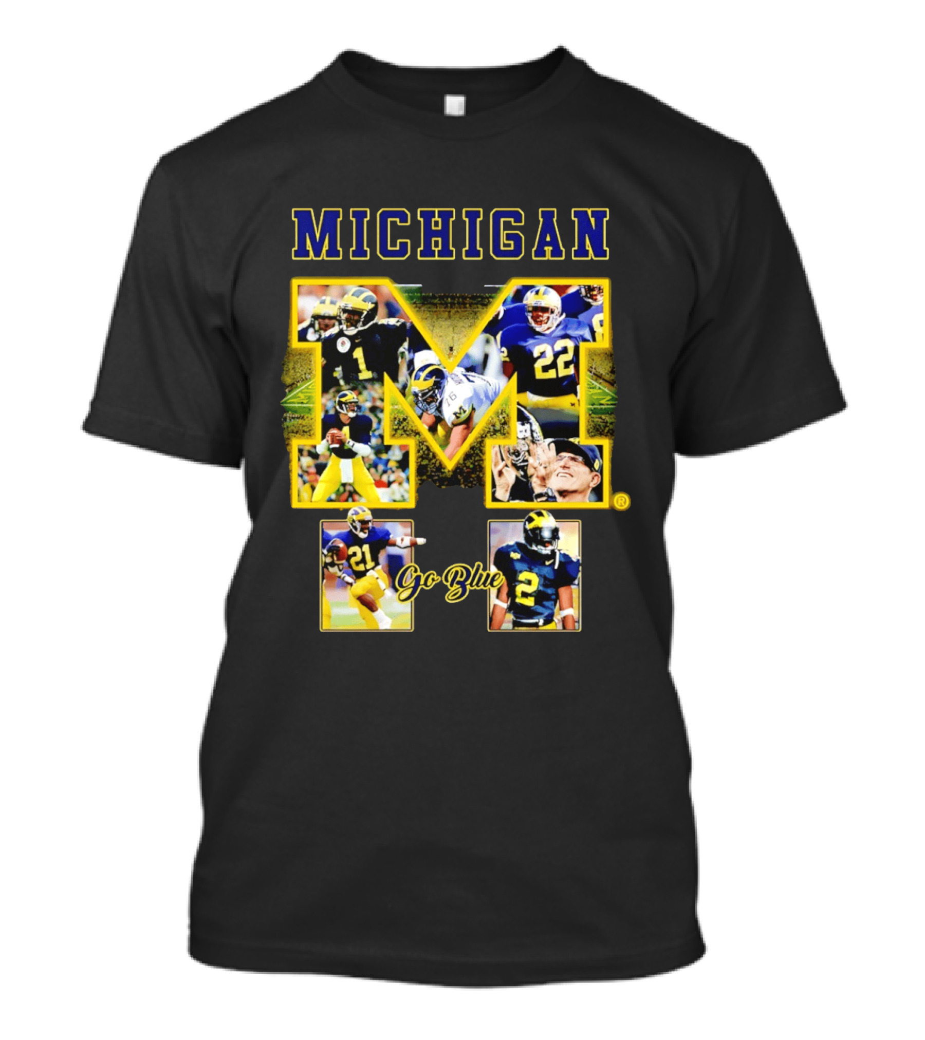 Michigan Wolverines Go Blue Football Iconic Collage T-Shirt