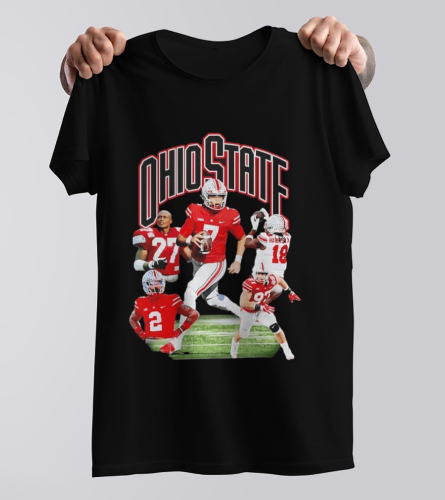 Ohio State Football Collage Featuring Harrison Jr And Star Players T-Shirt