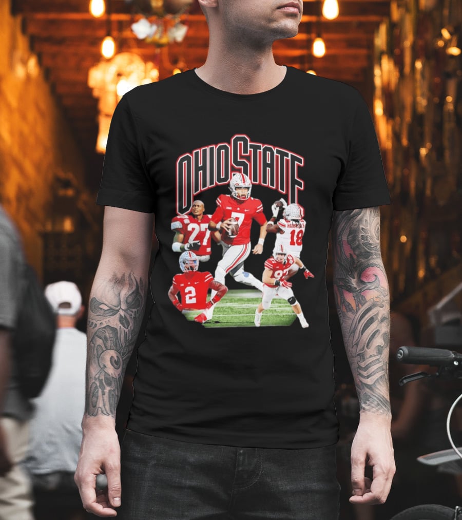 Ohio State Football Collage Featuring Harrison Jr And Star Players T-Shirt