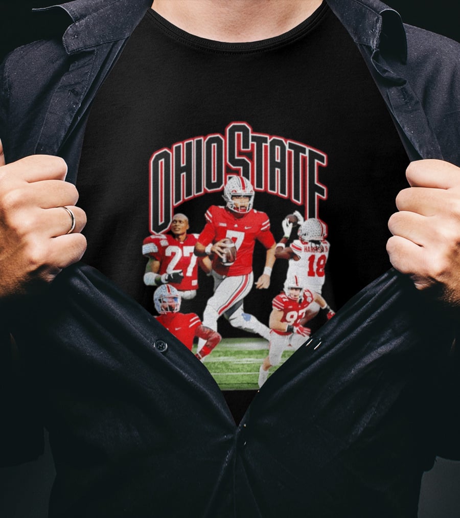 Ohio State Football Collage Featuring Harrison Jr And Star Players T-Shirt