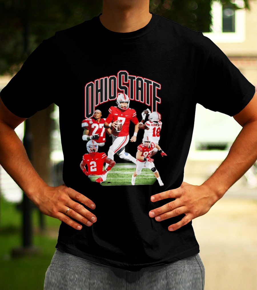 Ohio State Football Collage Featuring Harrison Jr And Star Players T-Shirt