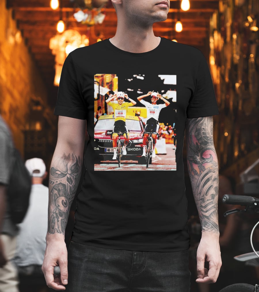 Tadej Pogačar Isaac Del Toro UAE Team Emirates Cycling Skoda Tour Celebratory Finish T-Shirt