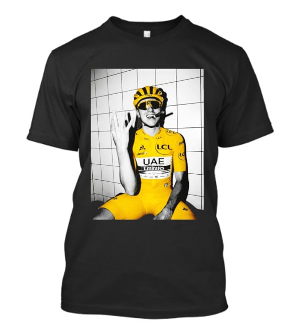 Tadej Pogačar UAE Emirates LCL Yellow Jersey Cycling Champion T-Shirt