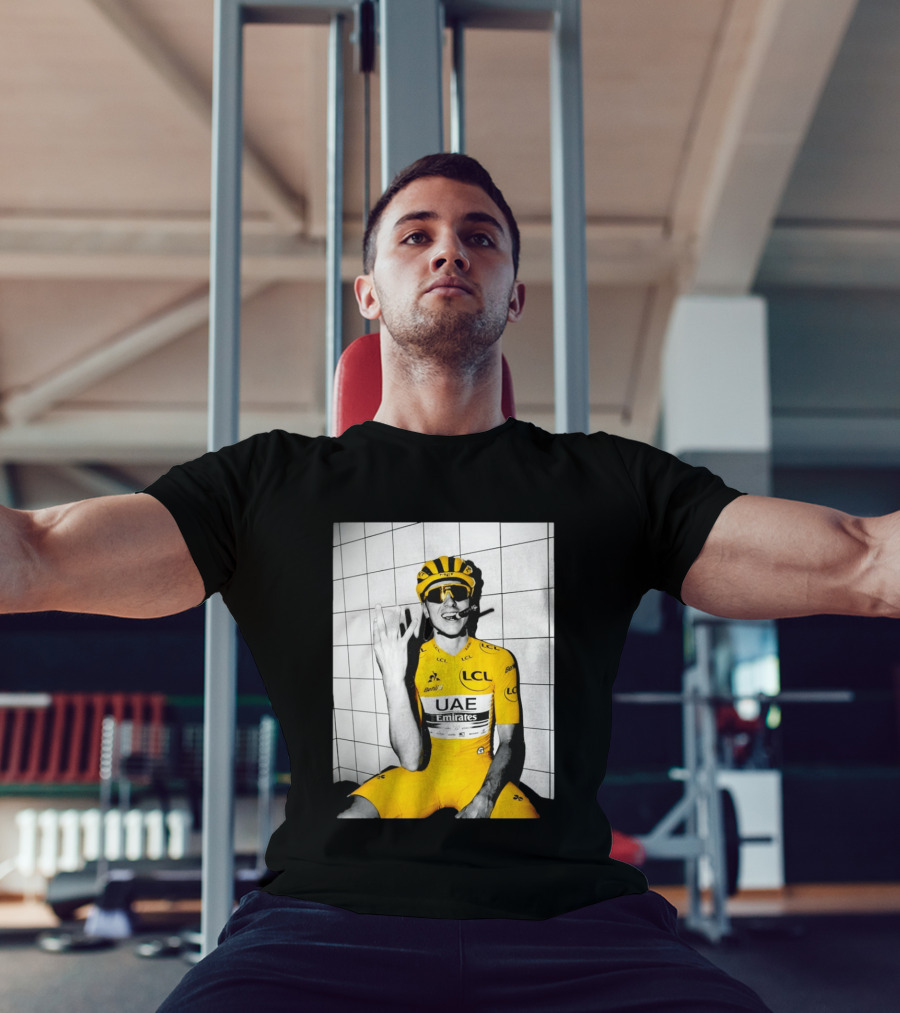 Tadej Pogačar UAE Emirates LCL Yellow Jersey Cycling Champion T-Shirt