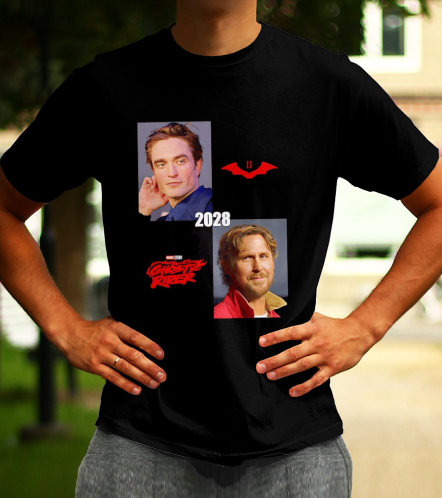 The Batman 2 2028 Marvel Studios Ghost Rider Robert Pattinson Ryan Gosling T-Shirt