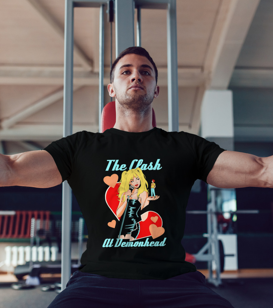 The Clash At Demonhead Heart And Singer With Microphone And Red Haired Figure T-Shirt