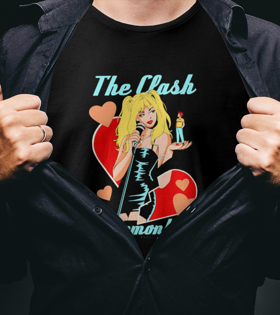 The Clash At Demonhead Heart And Singer With Microphone And Red Haired Figure T-Shirt