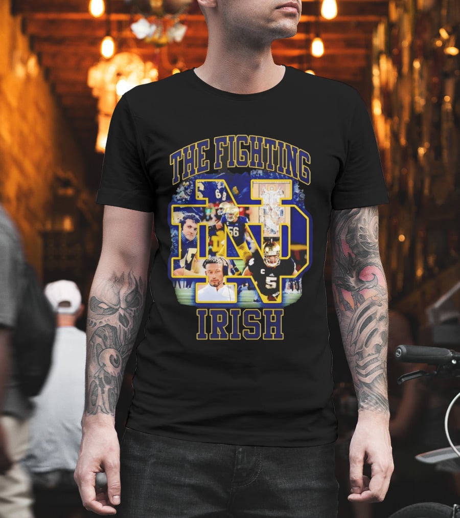 The Fighting Irish Notre Dame Collage With Marcus Freeman Players T-Shirt