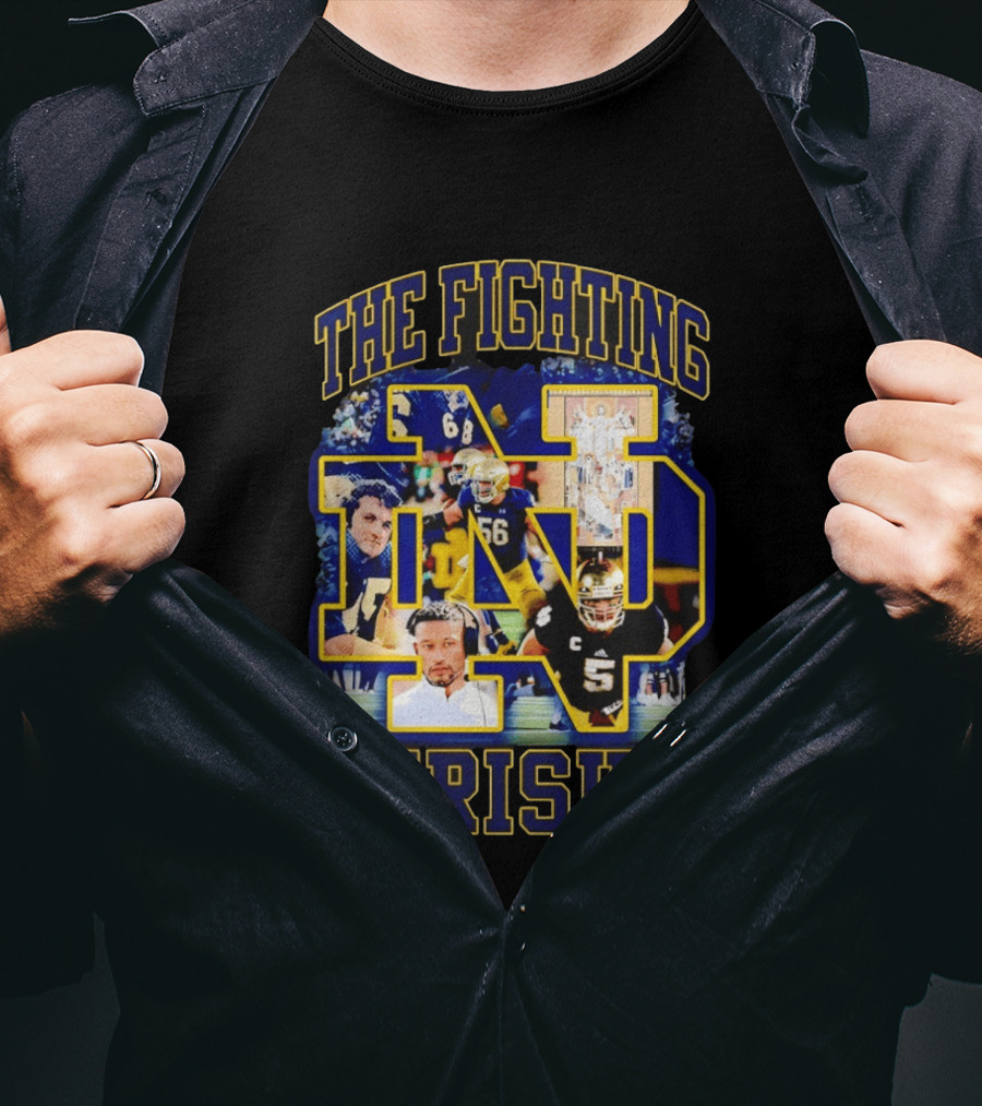 The Fighting Irish Notre Dame Collage With Marcus Freeman Players T-Shirt