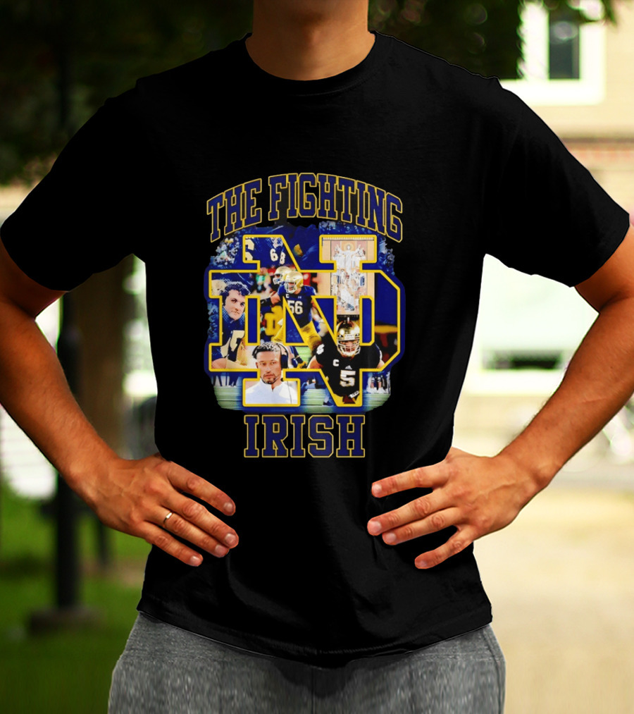 The Fighting Irish Notre Dame Collage With Marcus Freeman Players T-Shirt