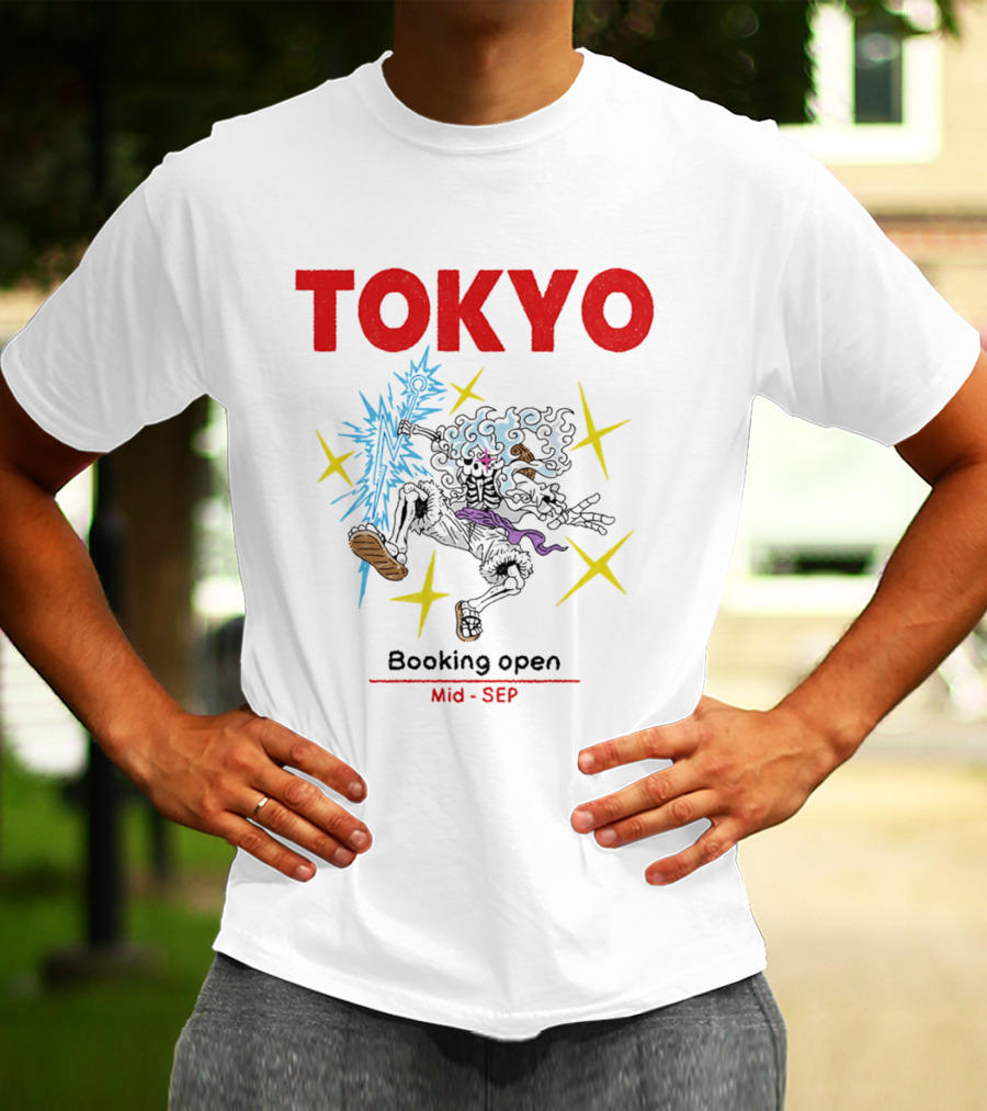 Tokyo Booking Open Mid Sep One Piece Luffy Skeleton Burst T-Shirt